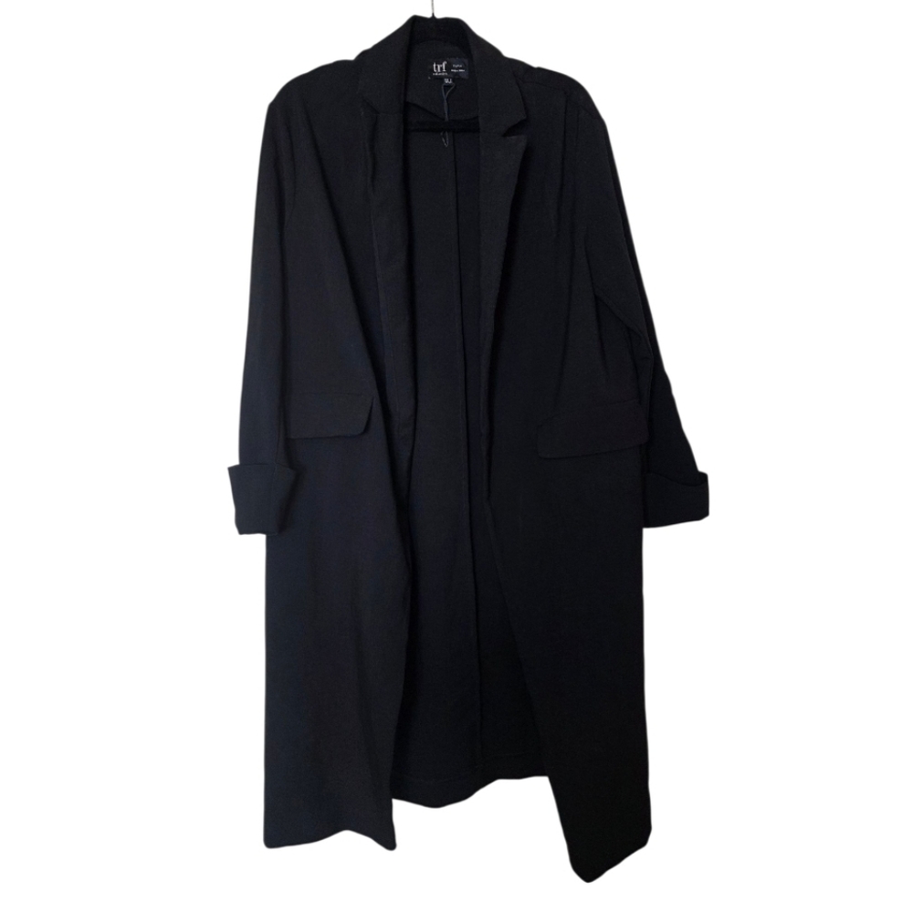 ZARA TRF COLLECTION Long Black Duster Coat Jacket - Size Small